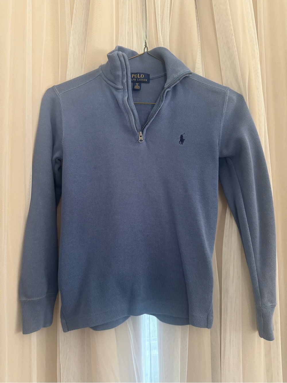 Polo by Ralph Lauren Boys Light Blue Half-Zip Sweater- Size 8
